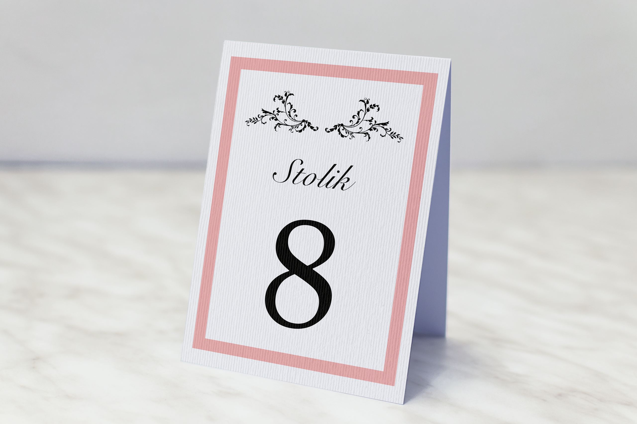 Dodatki ślubne Numer stolika do zaproszeń ślubnych eleganckich z brylancikiem różowych