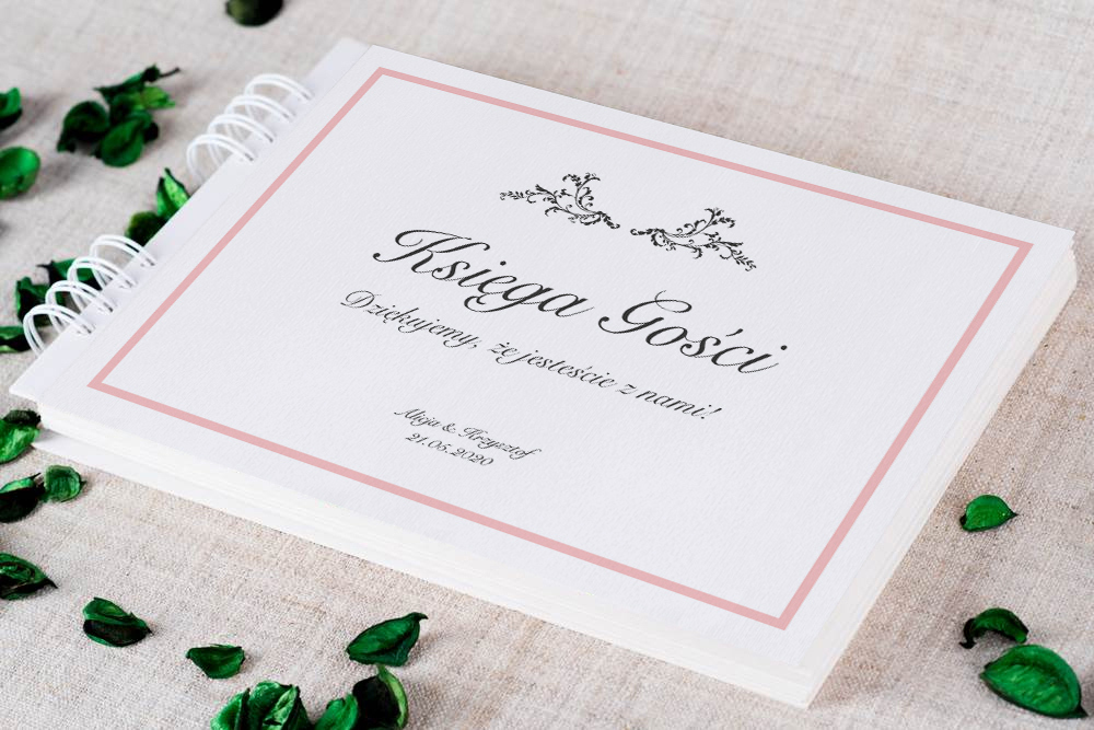 Dodatki ślubne Księga gości ślubnych do zaproszeń eleganckich z brylancikiem różowych