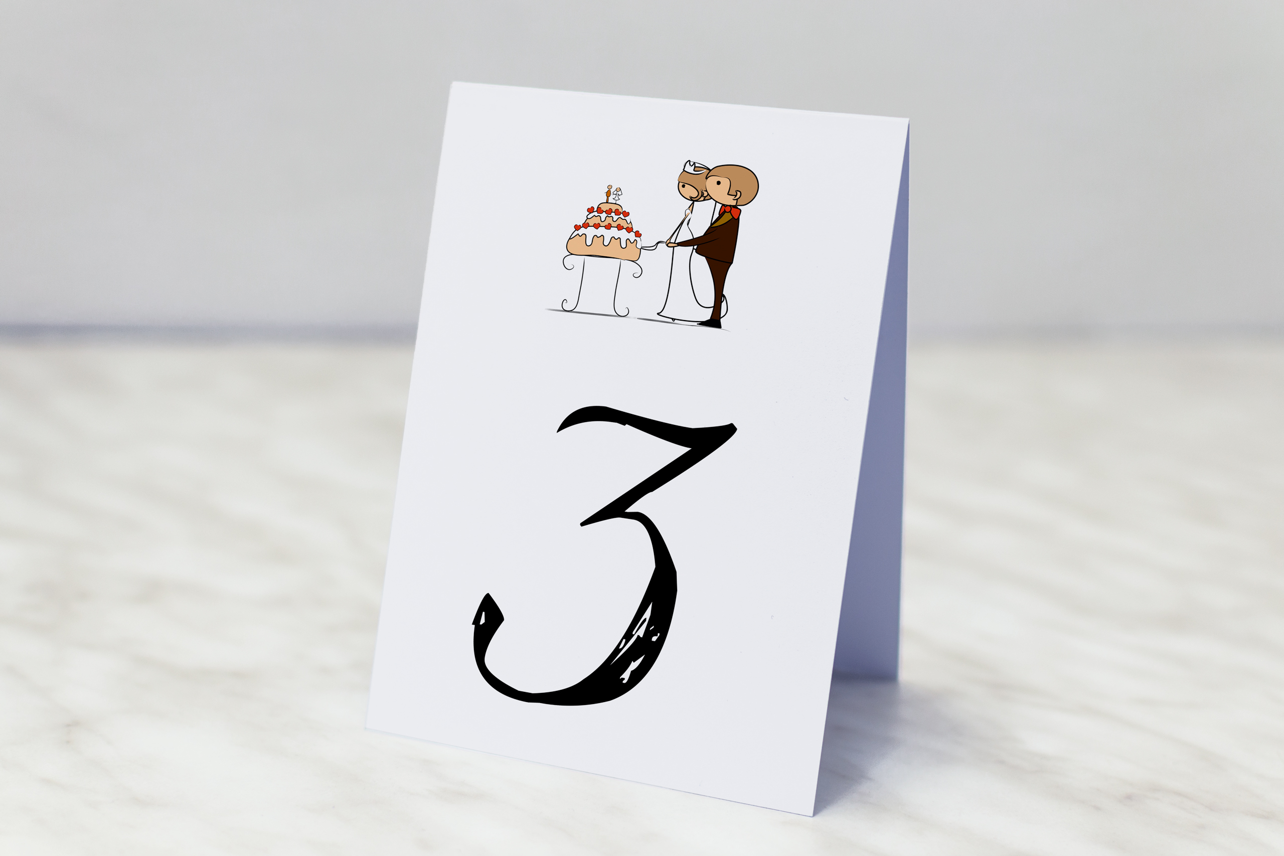 Dodatki ślubne Numer stolika - Lolki z tortem