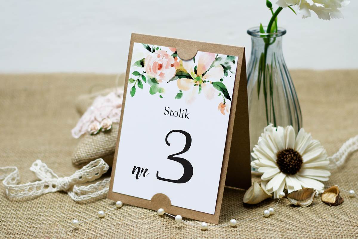 Dodatki ślubne Numer stolika Boho Biała magnolia