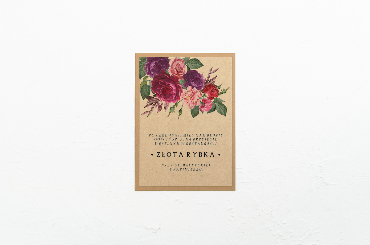 Dodatki ślubne Dodatkowa karteczka do BOHO Czerwone&Eco - Bordowe Kwiaty