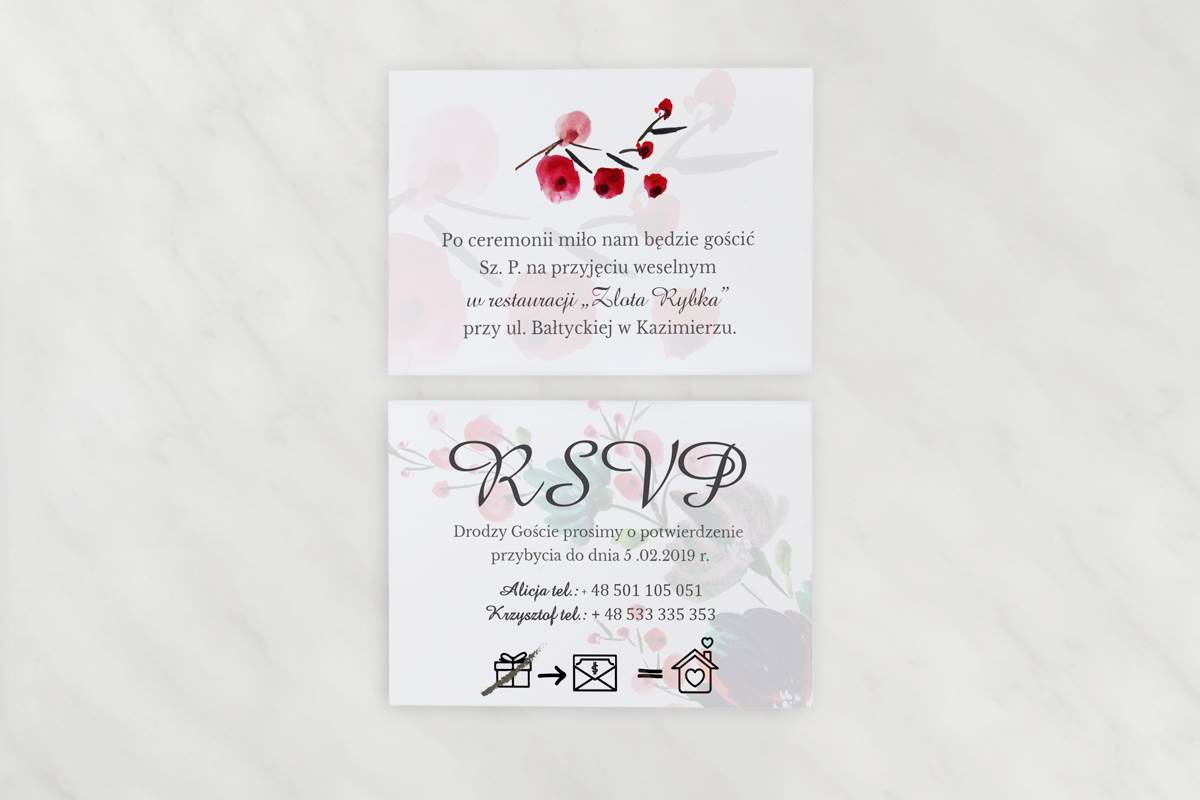 Dodatki ślubne Dodatkowa karteczka Kwiaty z nawami - Kolory jesieni