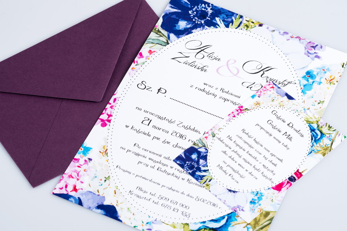 Dodatki ślubne Dodatkowa karteczka do zaproszeń Kwiaty: Polne