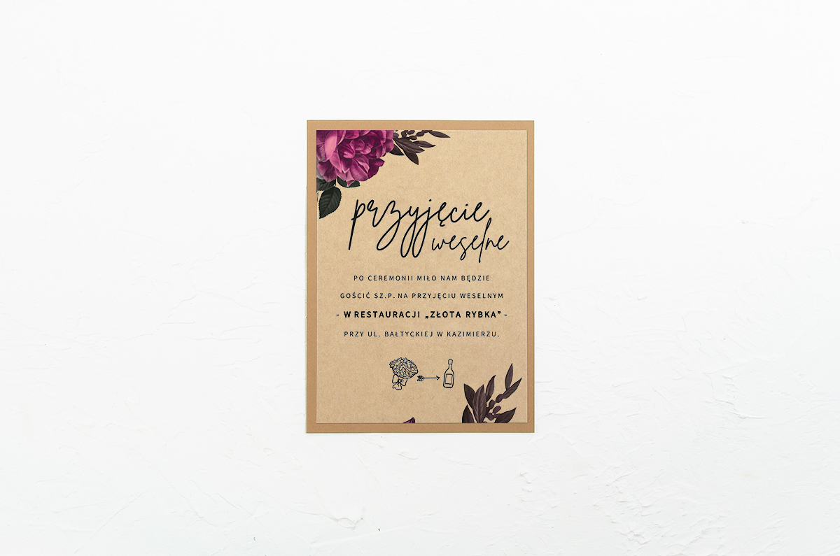 Dodatki ślubne Dodatkowa karteczka do BOHO Czerwone&Eco - Róża stulistna