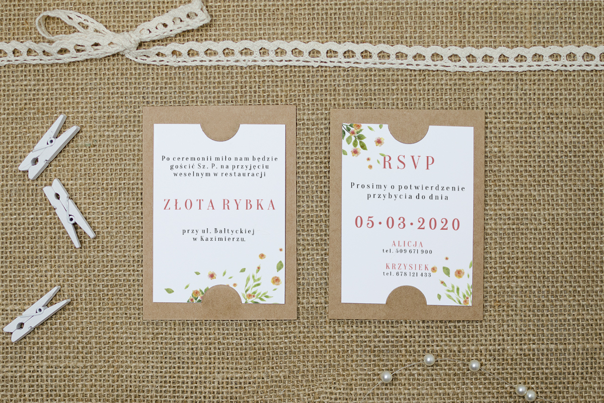 Dodatki ślubne Dodatkowa karteczka BOHO Recyklingowe - Rozrzucone Kwiaty