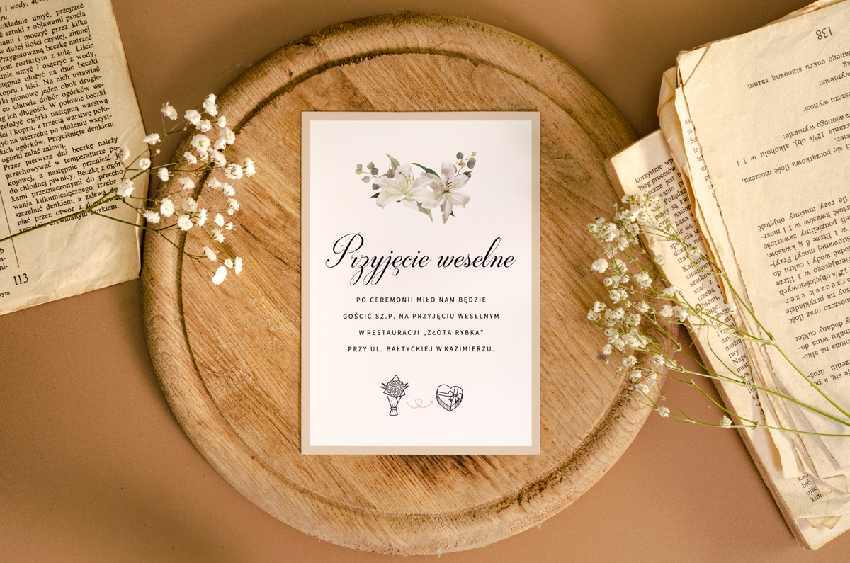Dodatki ślubne Dodatkowa karteczka do jednokartkowe recyklingowe - Eleganckie lilie