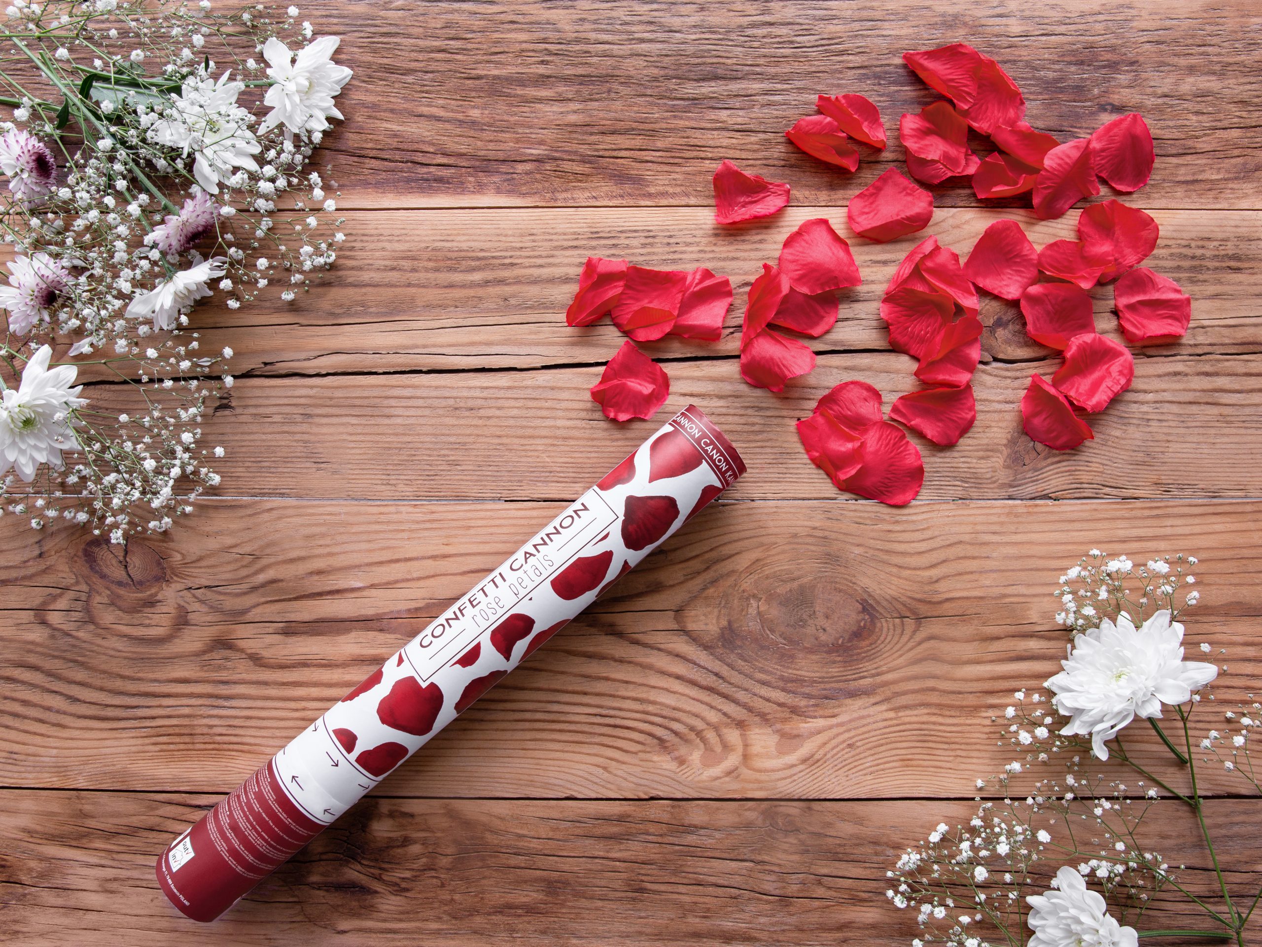 Dekoracje sali weselnej Strzelające konfetti - Bordowe płatki róż