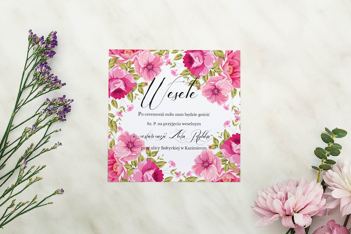 Dodatki ślubne Dodatkowa karteczka Wianki z kokardą -  Ogrodowe róże