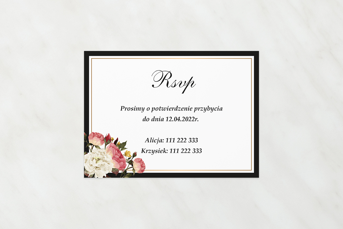 Dodatki ślubne Dodatkowa karteczka do zaproszenia z lakiem – Szykowne z różami