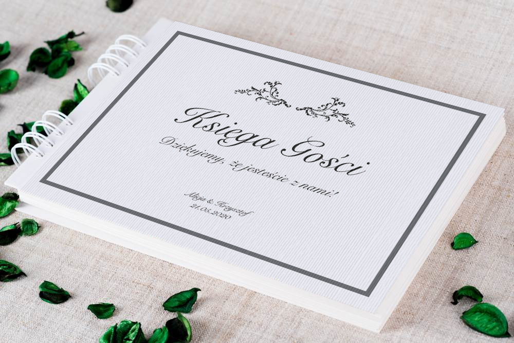 Dodatki ślubne Księga gości ślubnych do zaproszeń eleganckich z brylancikiem szarych