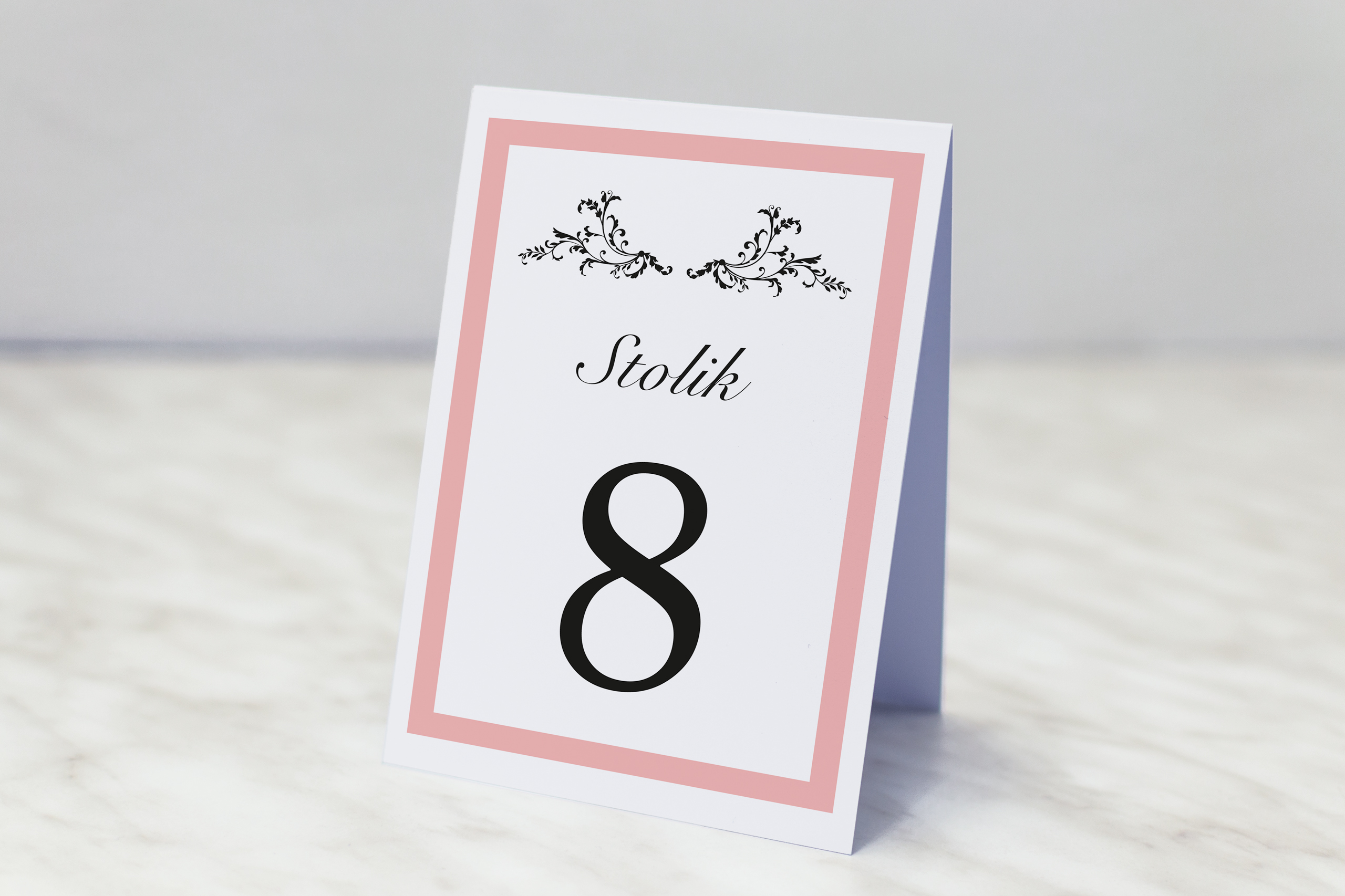 Dodatki ślubne Numer stolika do zaproszenia Eleganckiego z brylancikiem - różowego