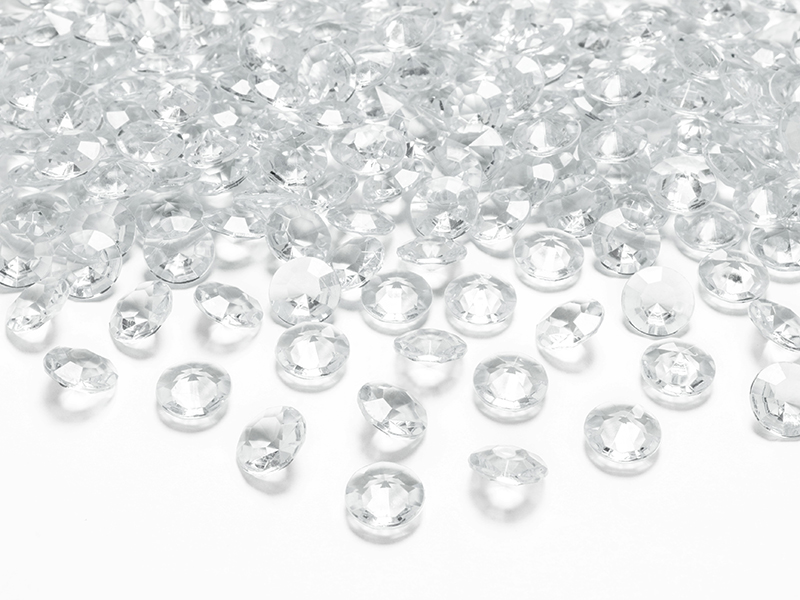 Dekoracje sali weselnej Diamentowe konfetti, bezbarwny, 12mm (1 op. / 100 szt.)