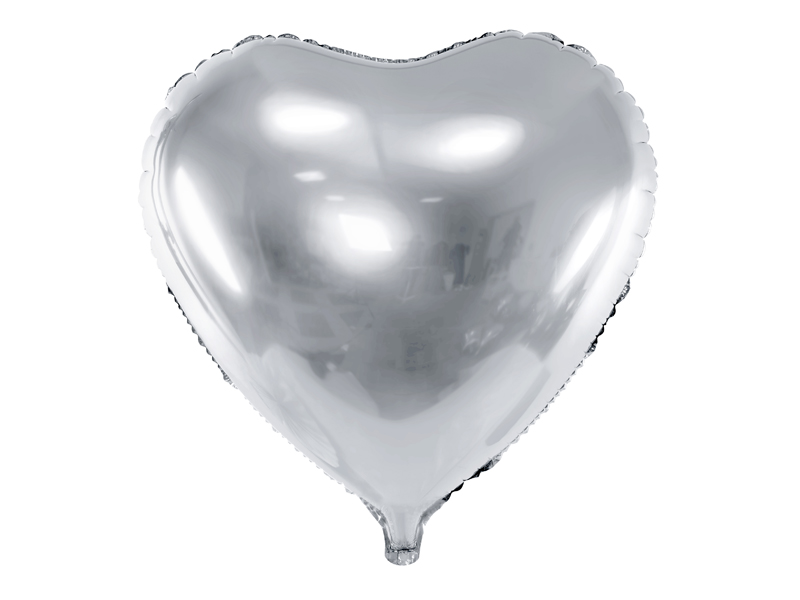 Dekoracje sali weselnej Balon foliowy Serce, 45cm, srebrny