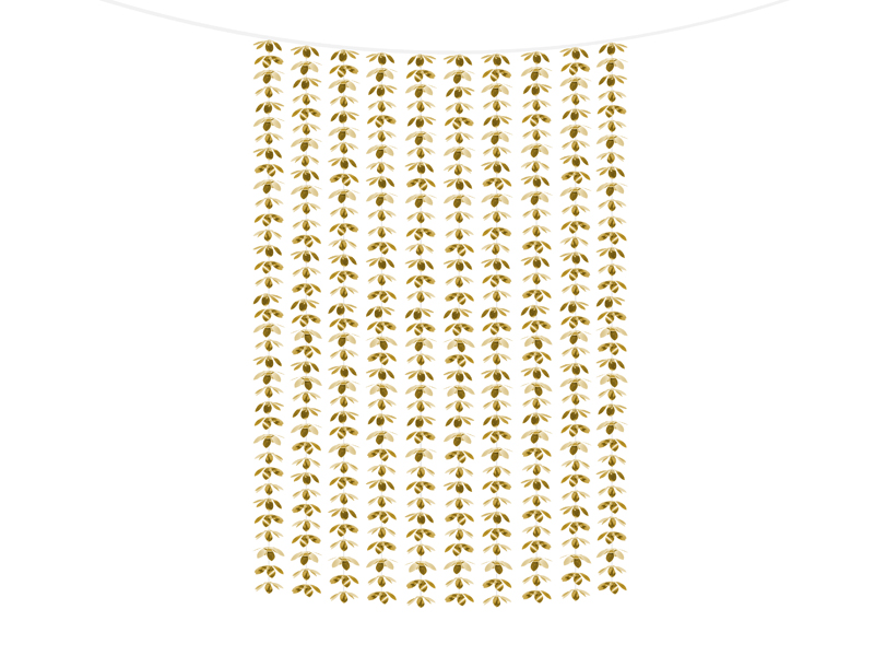 Dekoracje sali weselnej Girlanda na tło - Kwiatki, złoty, 100x210cm