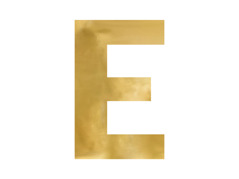 Dekoracje sali weselnej Litera lustrzana ''E'', złoty, 40x60 cm